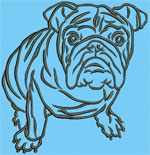 Bulldog Sitting #1 - 6" Large Size Embroidery Design