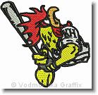 Baseball Rooster  - Embroidery Design Sample - Vodmochka Graffix Custom Embroidery Digitizing Services * 500 x 485 * (76KB)