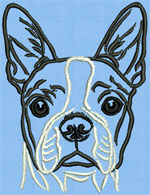Boston Terrier Portrait #1 - Vodmochka Mchine Embroidery Design Picture - Click to Enlarge