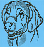 Flat-Coated Retriever Portrait #2 Color #1 - Vodmochka Machine Embroidery Design Picture - Click to Enlarge