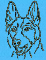 German Shepherd Portrait #1 - Vodmochka Machine Embroidery Design Picture - Click to Enlarge