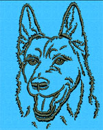 German Shepherd Portrait #2 - Vodmochka Machine Embroidery Design Picture - Click to Enlarge