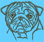 Pug Portrait #1 - Vodmochka Machine Embroidery Design Picture - Click to Enlarge