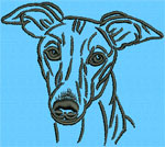 Whippet Portrait #1 - Vodmochka Machine Embroidery Design Picture - Click to Enlarge